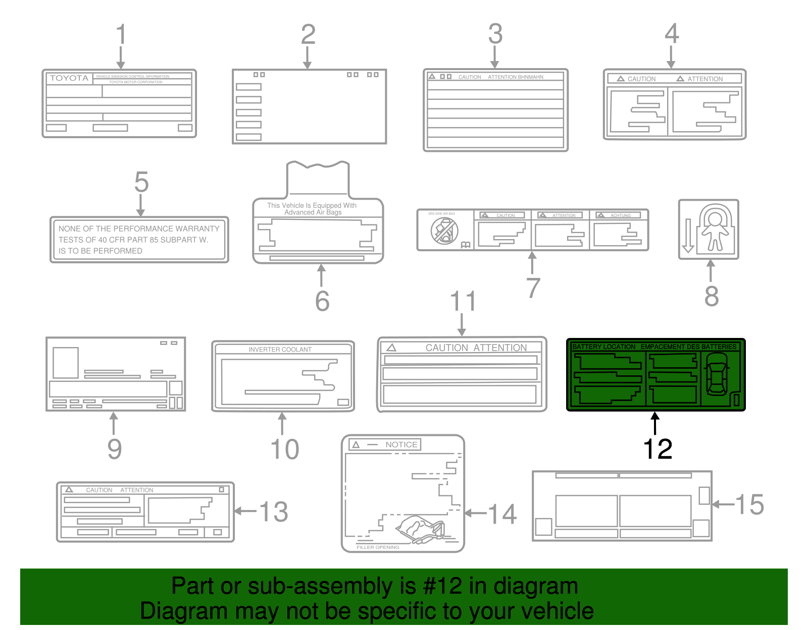 G9275-52030 - Battery Label - 2012-2019 Toyota Prius C | Nucar Toyota ...