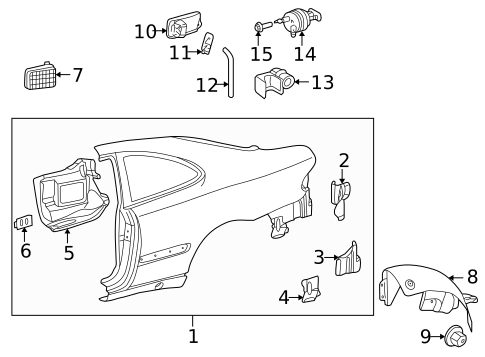 Quarter Panel & Components for 2000 Mercedes-Benz CLK320 #1