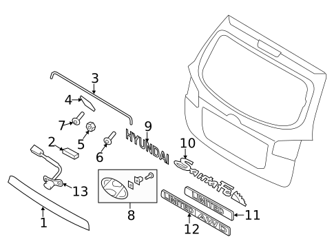 Exterior Trim - Lift Gate for 2010 Hyundai Santa Fe #0