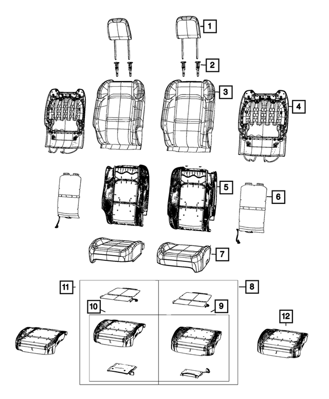 68281997AE - Interior Trim: Front Seat Back Foam, Right for Mopar Image image