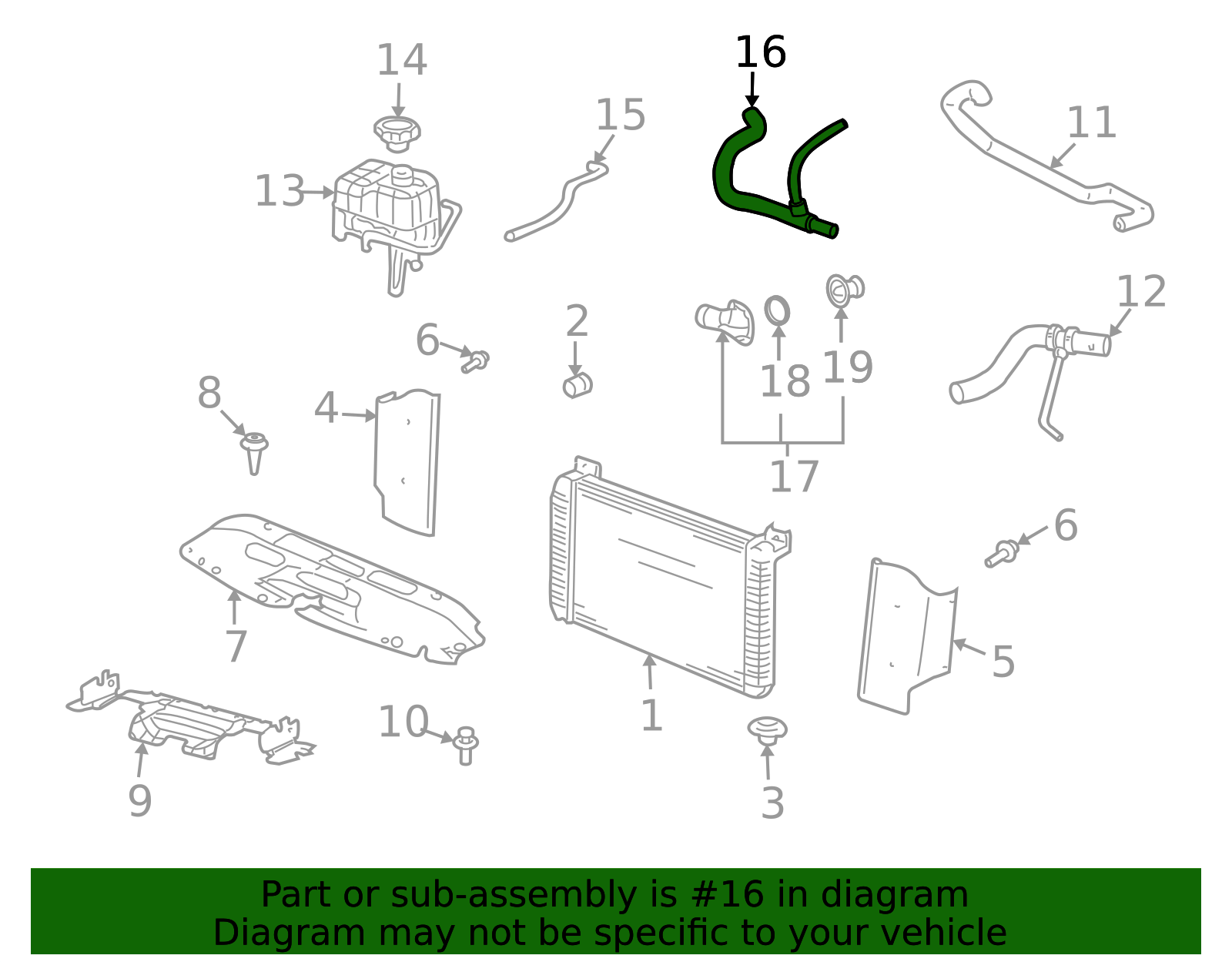 2005-2013 GM Radiator Inlet Hose 22827729 GM | GMPartsDirect.com