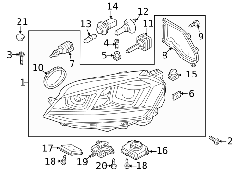 Headlamp Components for 2015 Volkswagen GTI #1