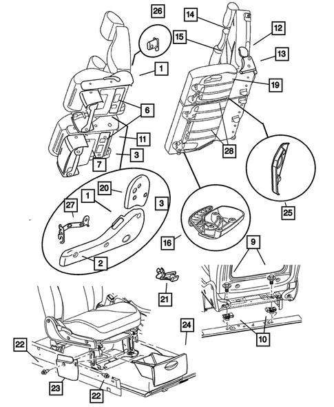 Adjusters, Covers, Shields, and Risers for 2002 Chrysler PT Cruiser #0