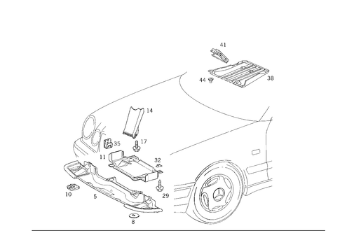 Engine Compartment Panelling, Gasoline Vehicles for 1998 Mercedes-Benz E430 #2