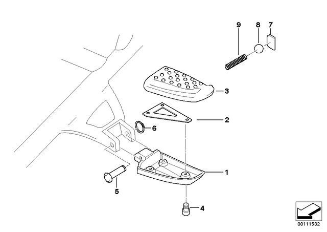 46717682409 - Frame and Mounting Parts: Footrest, Rear Left - Weisalu for BMW-Motorrad Image