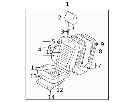 Front Seat Components for 2009 Hyundai Santa Fe #1