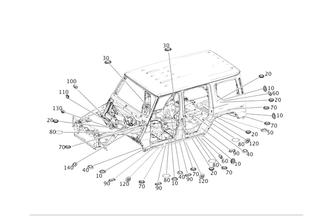 9985203 - Body Shell: Stop Plug for Mercedes-Benz: G500, G550, G580, G63 4x4 Squared AMG, G63 AMG Image image