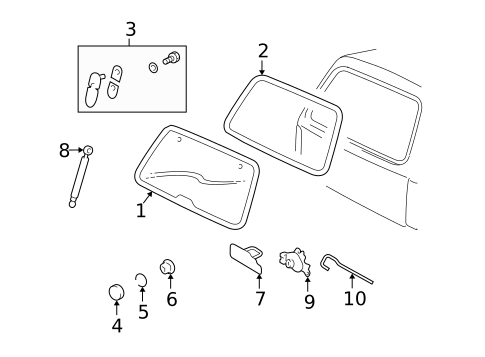 Glass - Lift Gate for 2003 Ford Explorer Sport #0