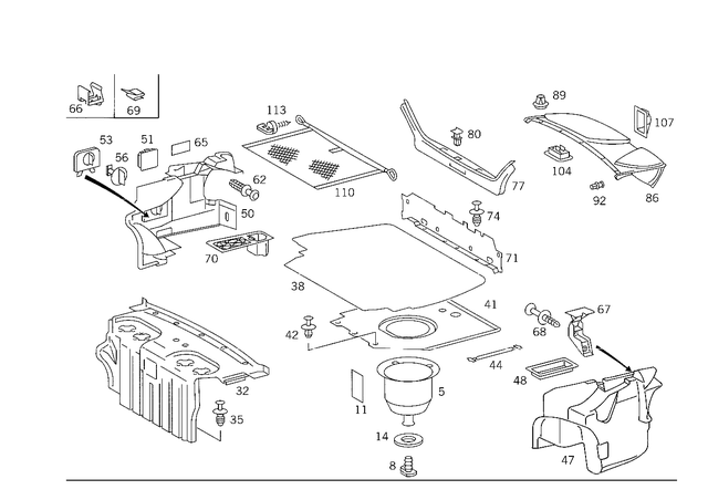 1408900007 - Covering and Lining: Shell for Mercedes-Benz: 300SD, 400SE, 400SEL, 500SEC, 500SEL, 600SEL, S420 Image image