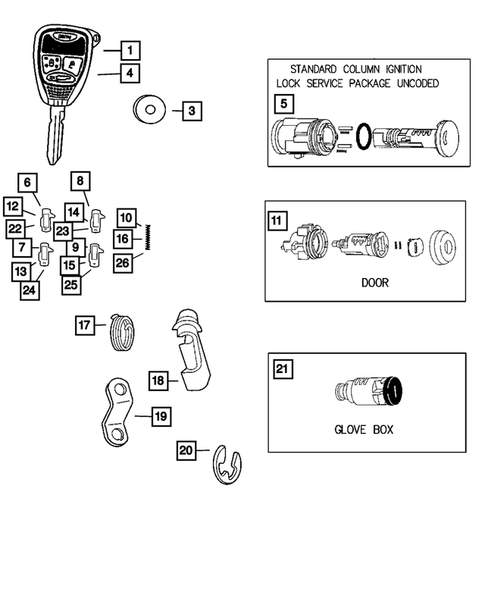 Lock Cylinders and Keys for 2007 Jeep Grand Cherokee #0