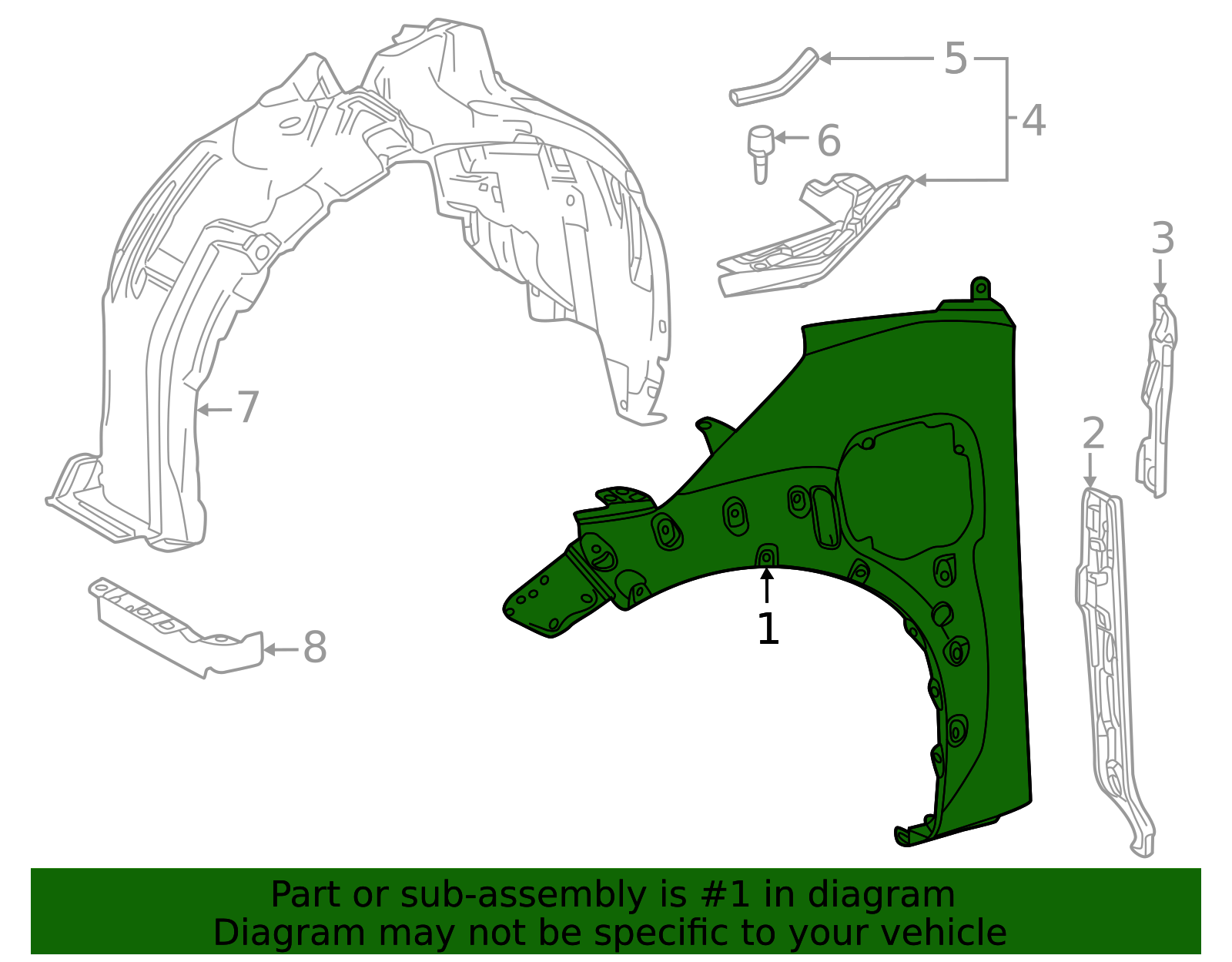 2023-2025 Toyota bZ4X Fender 53812-42380 | Toyota Parts Express