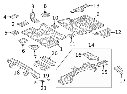 Rear Floor & Rails for 2021 Lexus RX350L #0