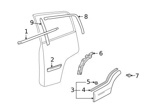 Exterior Trim - Rear Door for 2004 Suzuki XL-7 #0