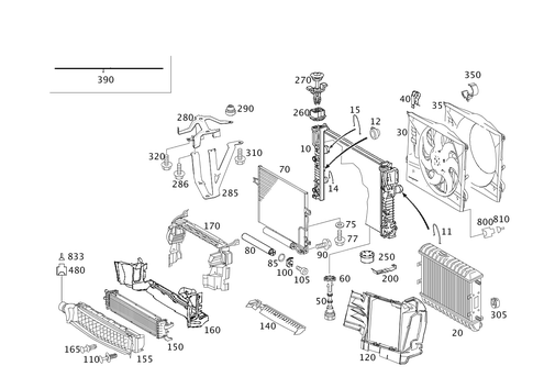Radiator, Mounting, and Covering for 1994 Mercedes-Benz E500 #0