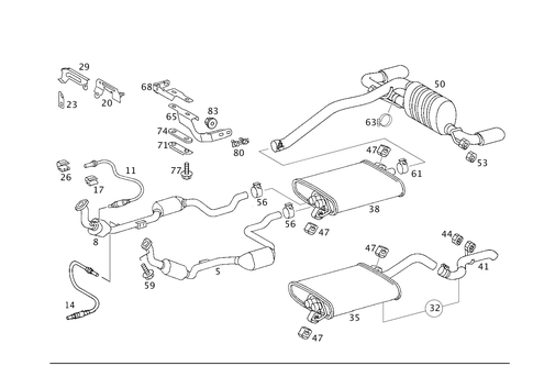 Exhaust System Used on Eight-Cylinder Gasoline Vehicles for 1998 Mercedes-Benz ML 320 #0