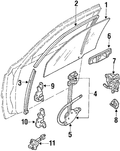 Glass - Front Door for 1988 Mazda 929 #0