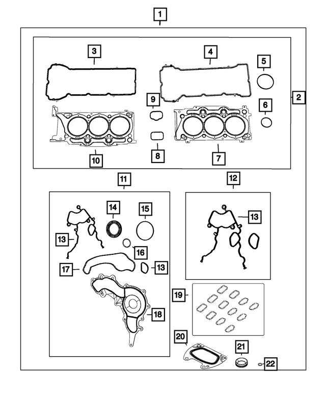 68370039AC - 3.6L Gas; Engine: Engine Gasket Kit for Mopar Image image