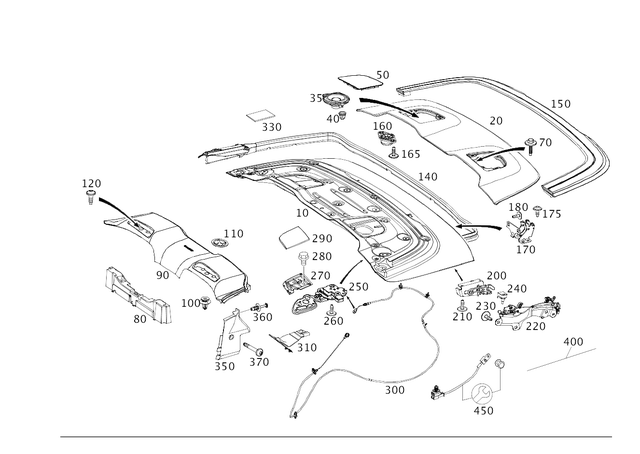2386900703 - Trunk Lid: Trim, Soft Top Cmprt. Cov for Mercedes-Benz: E400, E450, E53 AMG Image image