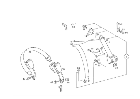 Rear Seat Safety Belt for 1989 Mercedes-Benz 300TE #2