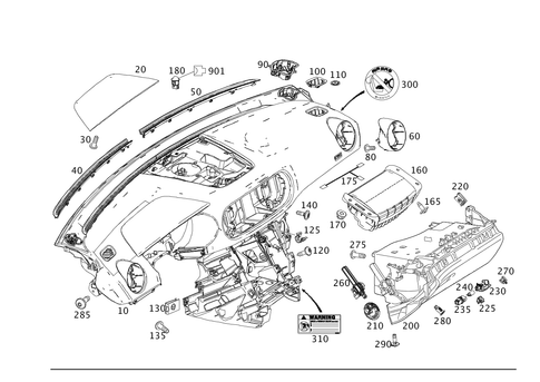 Instrument Panel and Gloves Compartment Box with Passenger Air Bag for 2011 Mercedes-Benz SL65 AMG #0