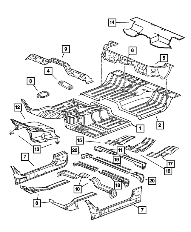 68036568AF - Body Sheet Metal Except Doors: Front Floor Pan Panel for Mopar Image
