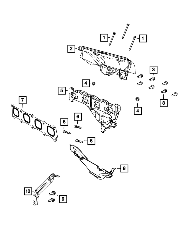 4693348AB - 2.4L Gas; Engine VVT: Exhaust Manifold Shield, Upper for Mopar Image