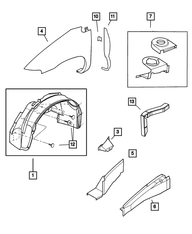 4860531AB - Body Sheet Metal Except Doors: Front Side Rail To Sill Reinforcement, Left for Mopar Image
