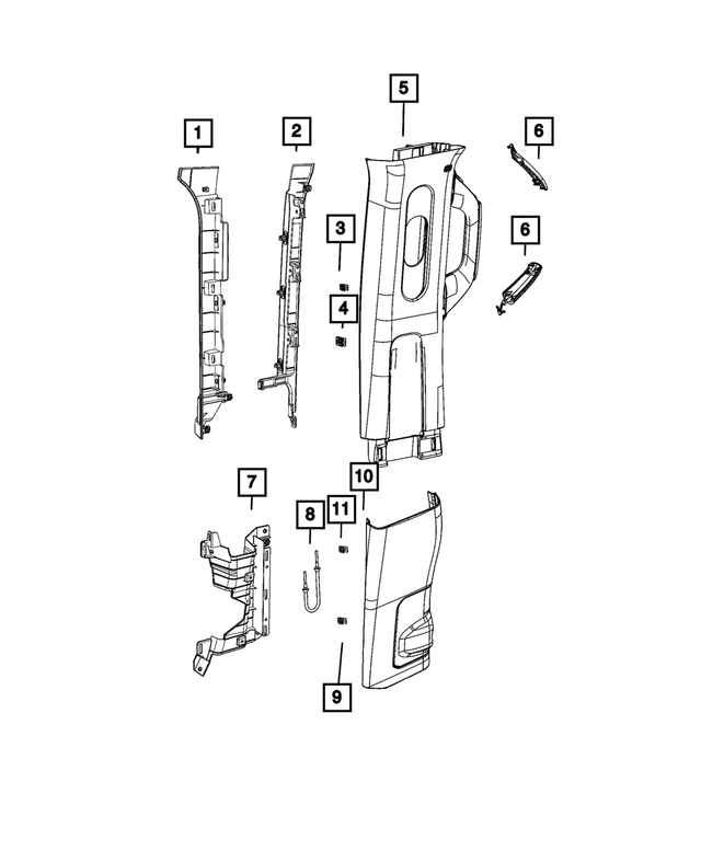 7ET21TX7AB - Interior Trim: B Pillar Upper Trim Panel, Left for Mopar Image image