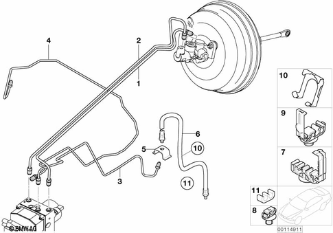 Brake Pipe, Front for 2002 BMW X5 4.6is #0