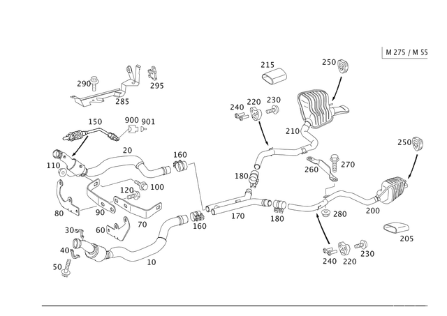 2304905519 - Exhaust System: Exhaust Line for Mercedes-Benz: SL600 Image image