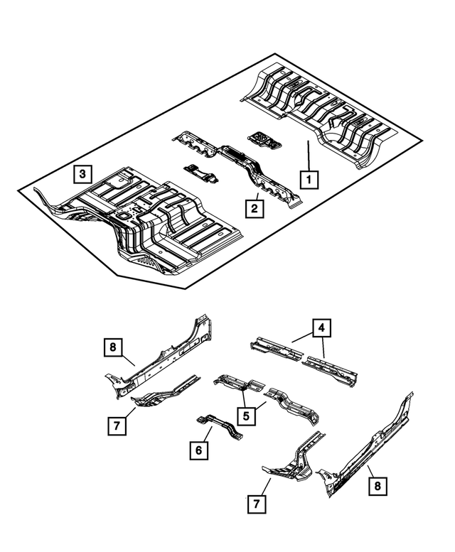 « 68036568AF – Body Sheet Metal Except Doors : Plancher Avant Panneau pour Mopar Image »