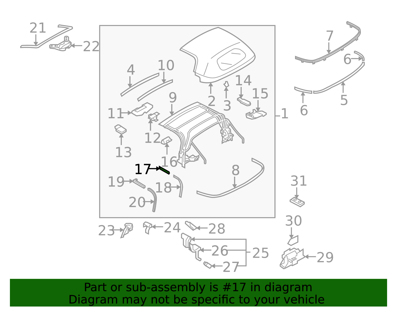 NE51-R1-461B - Convertible Top Seal 2006-2015 Mazda MX-5 Miata
