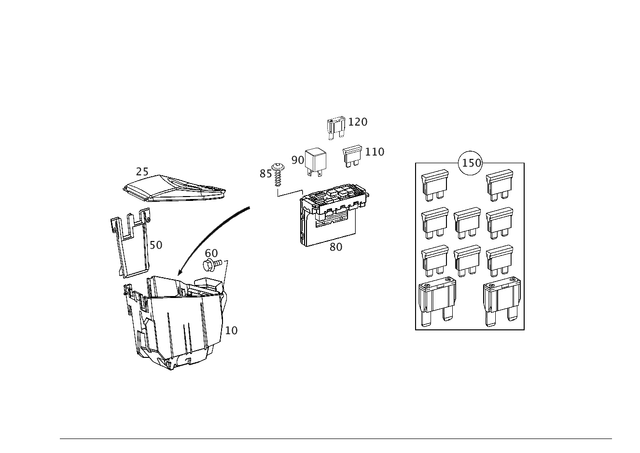 2035452301 - Electrical Equipment and Instruments: Equipment Compartment for Mercedes-Benz: 180C, C230, C240, C280, C32 AMG, C320, C350, C55 AMG, CLK320, CLK350, CLK500, CLK55 AMG, CLK550 Image image