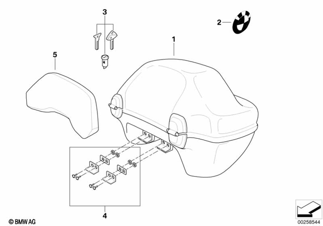 71602316732 - Frame and Mounting Parts: Top Case without Lock Cylinder - 33 Ltr for BMW-Motorrad Image