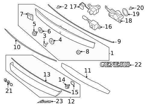 Exterior Trim - Trunk for 2023 Genesis G90 #0