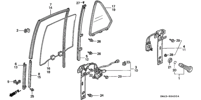 Rear Door Glass for 1993 Honda Accord #0