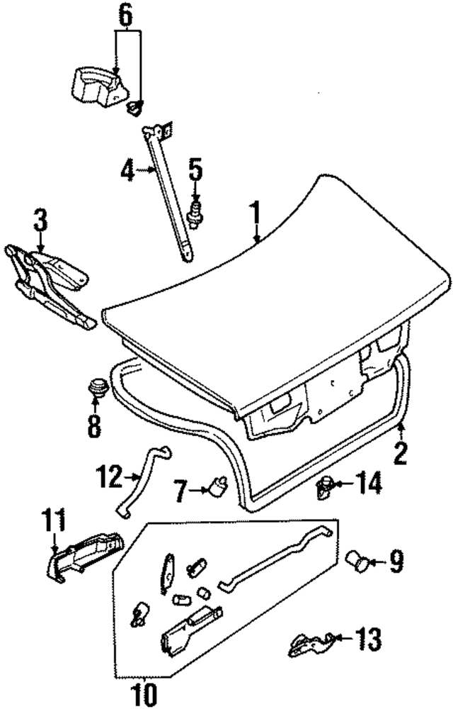 F8CZ6340110BA - Body: Trunk Lid for Ford: Escort Image