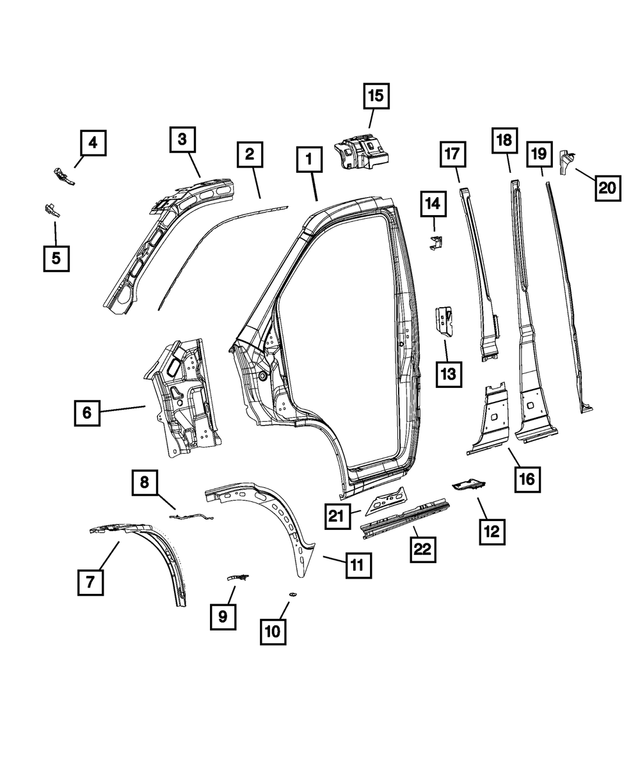 68167373AA - Body Sheet Metal Except Doors: Body Side Aperture Outer Panel, Right for Mopar Image