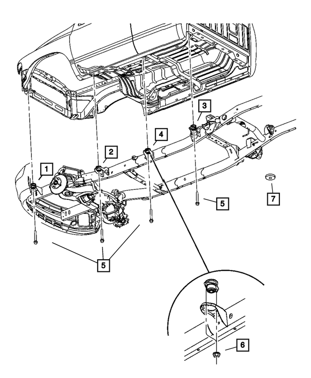 55366480AB - Frame, Bumper and Fascia: Body Hold Down Cushion for Mopar Image