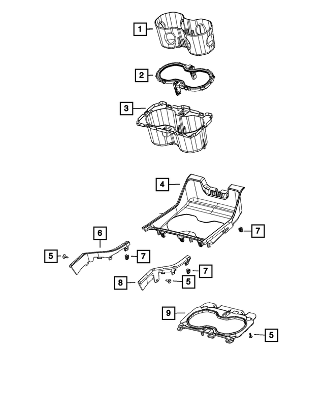 68541929AA - Interior Trim: Cup Holder Liner for Jeep: Grand Cherokee, Grand Cherokee L Image