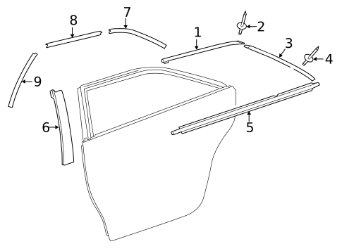 Exterior Trim - Rear Door for 2015 Toyota Camry #0