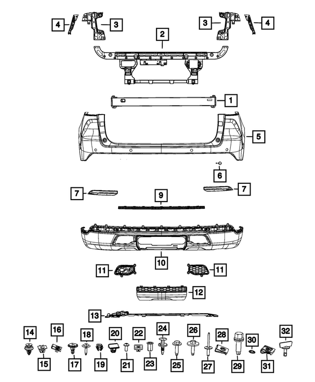 68402963AA - Frame, Bumper and Fascia: Bumper Reinforcement for Mopar Image