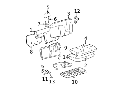 Rear Seat Components for 2001 GMC Yukon #1