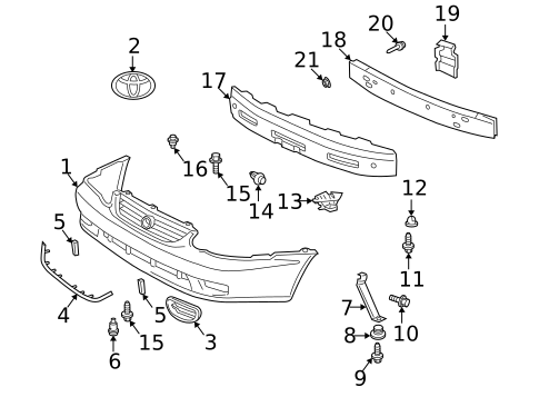 Bumper & Components - Front for 2001 Toyota Corolla #0