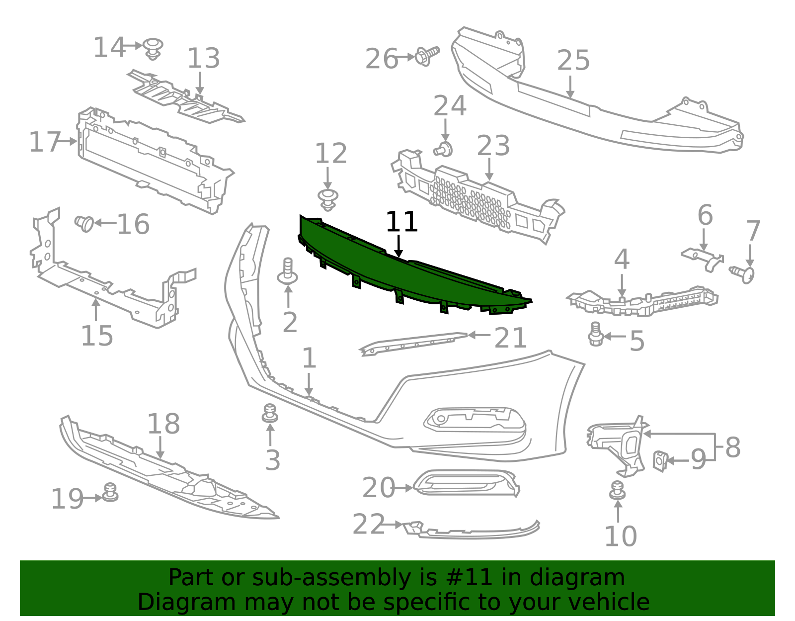 71105-TVA-A00ZZ - W-Face Front Bumper Upper - 2018 2019 Honda