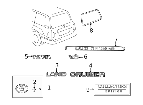 Exterior Trim - Lift Gate for 2002 Toyota Land Cruiser #0