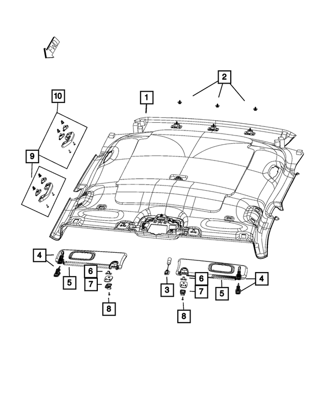 6LQ93PS4AK - Interior Trim: Headliner for Jeep: Compass Image