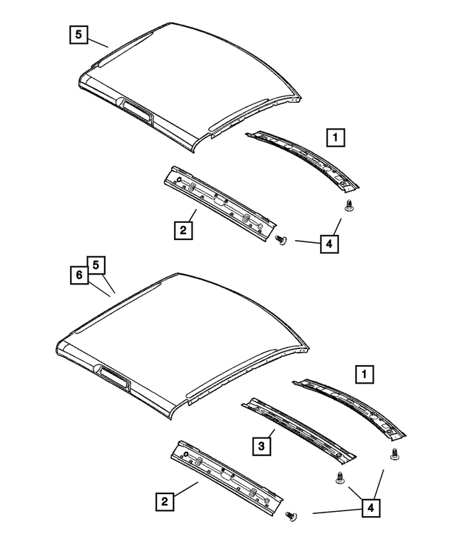 55275801AA - Body Sheet Metal Except Doors: Roof Front Header for Mopar Image