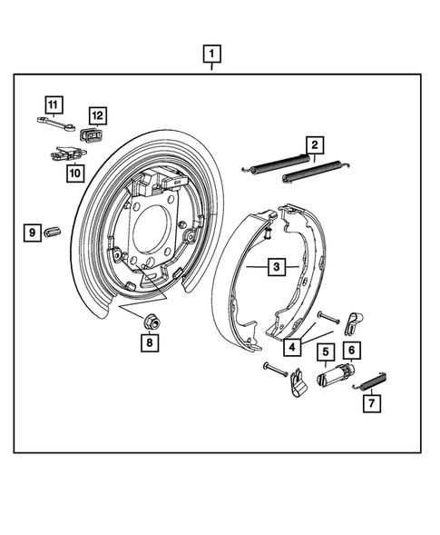Parking Brake Lever, Cables, and Rear Disc Park Brake Assembly for 2012 Jeep Liberty #0