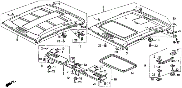 Headliner Trim for 1994 Acura Legend #0